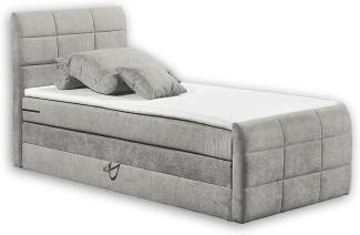 KUBA 2 Boxspringbett 100x200 mit Bettkasten, Schlamm - Bequemes Bett mit 7-Zonen-Federkern Matratze & Komfortschaum Topper - 103 x 113 x 220 cm (B/H/T)