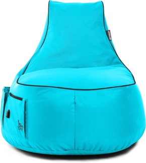 BuBiBag Gaming Sitzsack zum Zocken mit -Anschluss & Taschen, Halterung, Gamer Sessel für Kinder und Erwachsene, Beanbag Indoor und Outdoor - JokerBag (Türkis)