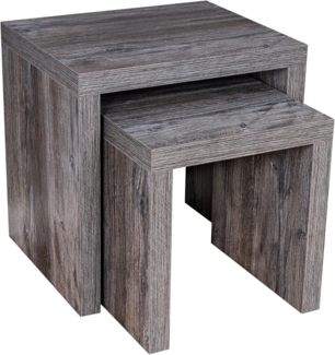 levandeo Couchtisch 2 Satztisch Holz 44 x 44 x 36 cm Altholz Vintage Shabby Chic Tisch Beistelltisch Deko Sofatisch Ablage Fest Verleimt Keine Montage