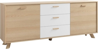 byLIVING Sideboard Bastian (1 St), mit massiven Holzfüßen und Griffen, natürlicher Eichenlook, 180cm