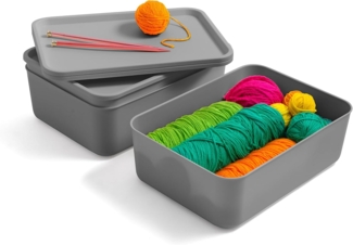 Iris Ohyama, 3er-Set Plastik-Aufbewahrungsboxen mit nicht-klippbarem Deckel, Stapelbar, für Küche, Bad, Schlafzimmer, Schrank, Büro, Solide und Langlebige Organisation, SNL-M