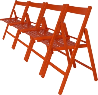 WELL HOME MOBILIARIO & DECORACIÓN Packung mit 4 Stühlen BAS aus Buchenholz, rotes Finish