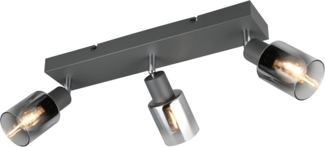 Reality Leuchten Deckenstrahler CADIZ, Spot 3-flammig, exkl 3xE14 max 10W, Glas anthrazit, verspiegelt, Leuchtmittel wechselbar, warmweiß - kaltweiß, verstellbarer Deckenspot E14 Fassung, mit Glasschirm smoke Farbverlauf