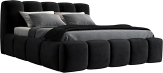 A&J MöbelLand 'Sonic' Polsterbett, Polyester, Schwarz, 140 x 200, mit Matratze, mit Lattenrost, mit Bettkasten