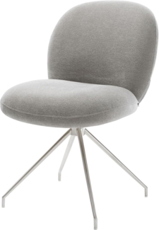 Esszimmerstuhl Nube-Flex Strukturstoff Soft Grau Kreuzgestell konisch Edelstahl Taschenfederkern