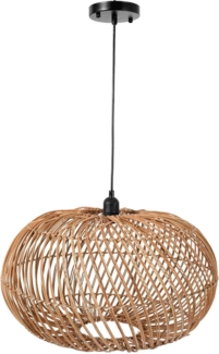 VIVANNO Hängeleuchte Rattan ESSENCE Rund - Beige, ohne Leuchtmittel, 40x26 cm