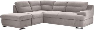 Mivano Ecksofa Coast / Große Sofagarnitur in L-Form mit Ottomane links, 264 x 88 x 217, Mikrofaser: hellgrau