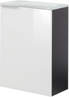 Fackelmann SBC KARA Gäste WC Set 2-teilig 45cm, Weiß/Anthrazit, rechts, Glas Weiß