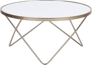 Beliani 'Meridian II' Couchtisch, Glas/Metall, Weiß, 80 x 40 cm