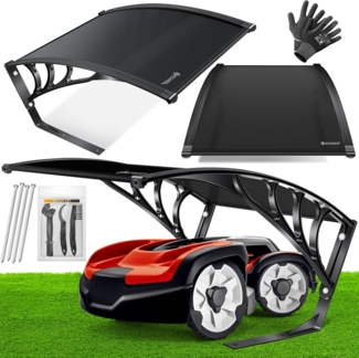 KESSER® Mähroboter Garage Dach Carport Überdachung für Mähroboter Rasenmäher Rasenroboter Automower Garten Witterungsbeständig Mährobotergarage inkl. Montagematerial, Maße 82 x 103 x 47 cm Schwarz