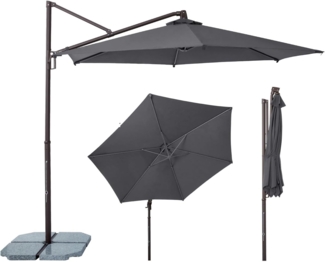 Sekey Ampelschirm 300cm Alu Sonnenschirm, 360° drehbar und neigbar, UV50+ Sonnenschutz, LxB: 300x300 cm, Gartenschirm, Kurbelbedienung und Einrastgarnitur, für Garten