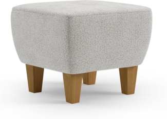 Cavadore Hocker Vida / Polsterhocker mit massiven Holzfüßen in Eiche / 52 x 46 x 52 / Chenille, Beige