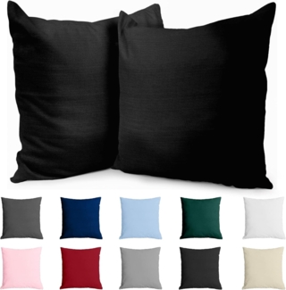 Kissenbezug 65x65 Baumwolle Renforcé (2er-Set) - Schwarz - Dicht gewebt mit 57 Fäden/cm² - Kissenbezüge 65x65 cm - Oeko Tex Zertifiziert - Dreamzie