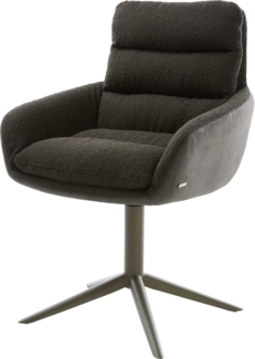Drehstuhl Abelia-Flex mit Armlehnen Materialmix Schwarz Fußkreuz Effektfinish Titan 360° drehbar Wippfunktion