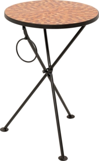 Kare Design Beistelltisch Clack Mosaic, Orange, 35cm Durchmesser, Couchtisch, Ablage, Glas Tischplatte, Stahlgestell, Rund