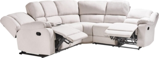 Ecksofa manuell verstellbar 5-Sitzer ROKKE Stoff Hellbeige linksseitig