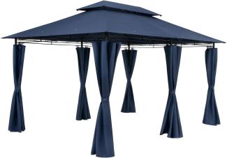 Deuba Pavillon Gartenzelt Gartenpavillon Topas 3x4m Seitenteile Metall Wasserabweisend blau Gartenpavillon