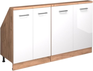 Dachschrägenschrank-Set Rion Weiß Hochglanz/Goldkraft Eiche 2er Set Vicco