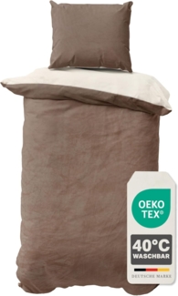 Devior Bettwäsche Wende Nicky Plüsch Winter Bettbezug Set Cashmere Touch Coral Fleece, Fleece, 2 teilig, warmer Bezug mit YKK Reißverschluss und Kissenbezug