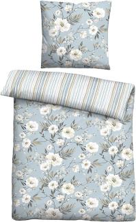 biberna 0075151 Baumwoll-Single-Jersey Bettwäsche, bläulich, 1x 135x200 cm + 1x 80x80 cm