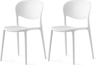 Connubia, 2 Stühle Abby, recyceltes Polypropylen, 100% Weiß, matt