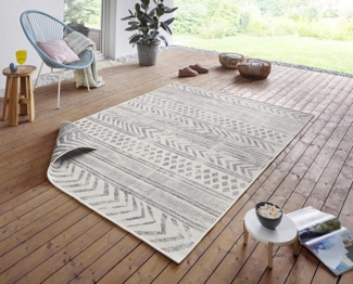 In- & Outdoor Wendeteppich Biri Grau Creme - 200x290x0,5cm