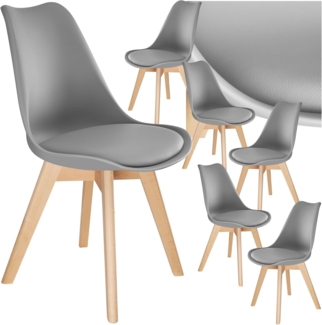 tectake Esszimmerstuhl Küchenstuhl Frederikke ergonomisch, mit Filzgleiter, 49x53x82 cm (Set, 6 St), Strapazierfähige Polsterung für großen Sitzkomfort