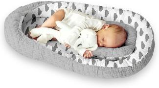 Multifunktionale Kuschelnest Babynest Kokon für Babys und Säuglinge, Nestchen, Reisebett, 100 Prozent Baumwolle, antiallergisch schön gepolstert mit Namen und Datum bestickt, ideal als Geschenk