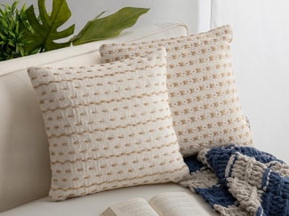 Amagohome Dekokissen Dekokissen 40x40cm Set 2 Sofakissen Zierkissen Baumwolle u. Jute natur