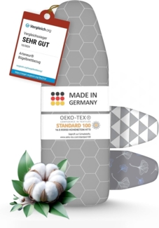 Arteneur Bügelbrettbezug, Made in Germany, OEKOTEX100, Zubehör für alle Bügeltische dank 5 Größen, Vergleichssieger, Hitzereflektierend, Gummizug