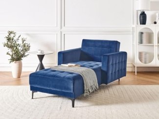 Beliani 'ABERDEEN' Chaiselongue Samtstoff Blau