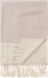 Urbanara Hamamtuch Strandtuch Bolu - Blasses Rosa & Naturweiß, (1-St), Saunatuch mit Rautenmuster, 50% Baumwolle & 50% Bambus