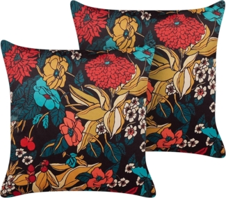 Kissen 2er Set Blumenmuster PROTEA Samtstoff 45 x 45 cm Bunt