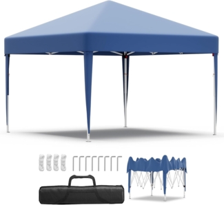 JUMMICO Pavillon 2x2 Höhenverstellbar Stabil Wasserdicht,Faltpavillon UV-Schutz 50+,Pavillion Gartenpavillon für Markt, Garten, Events, Faltzelt Grau