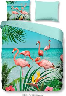 Pure Microfaser Bettwäsche 3 teilig Bettbezug 200 x 220 cm Kopfkissenbezug 60 x 70 cm Flamingo 6422. 99. 02 Multi