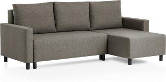 Traumnacht Schlafsofa Avallon, Ecksofa in L-Form mit Schlaffunktion und Stauraum in der Ottomane, produziert nach deutschem Qualitätsstandard, braun, 136 x 224 x 80 cm