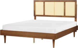 Bett mit Lattenrost AURAY 160 x 200 cm Rattan Heller Holzfarbton