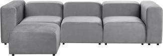 3-Sitzer Sofa Samtstoff grau mit Ottomane FALSTERBO