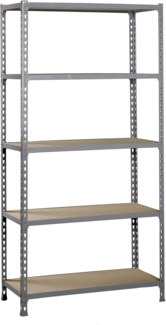 Simonrack Schwerlastregal, Lagerregal, 200 x 110 x 30 cm, Metallregal, Kellerregal, Biegestelle 90 kg, 5 Holzfachböden, Grau/Holz - Maderclick