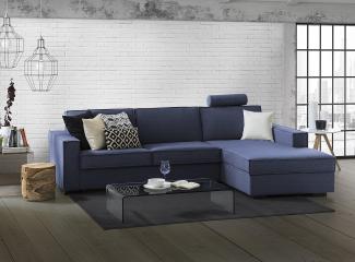 Talamo Italia Eck-Schlafsofa Beatrice, Made in Italy, Schwenkbare Öffnung mit Matratze und Netz inklusive, Rechte Halbinsel mit Stauraum, mit Standardarmlehnen, Cm: 280x95h90, Farbe Blau