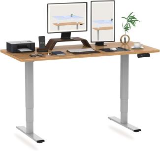 Höhenverstellbarer Schreibtisch 140 x 70 cm - 3-Fach-Teleskop - Schreibtisch mit Memory-Steuerung und Softstart/-Stop - Schreibtisch Höhenverstellbar von Flexispot (Ahron, Gestell Grau)