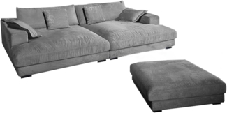 KAWOLA Big-Sofa MADELINE, Couch mit Hocker und 4 Zierkissen Cord verschiedene Farben 290x170 cm