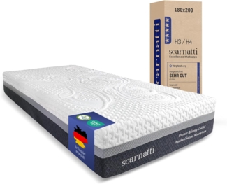 Scarnatti Matratze 180x200 cm, 27 cm Höhe, H3-H4 Härtegrad Kaltschaummatratze, Memory Schaum Bett, 7-Zonen Viskoelastisch, Cool Gel, grünem Tee & Bambuskohle angereicherter, Zero-Partner-Disturbance