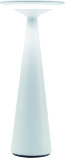 Zafferano - Dama Pro Aluminium Dimmbare LED-Tischleuchte, Kontakt-Ladesockel, Schutzart IP54, Innen-/Außeneinsatz, H29cm, EU-Stecker - Weiß