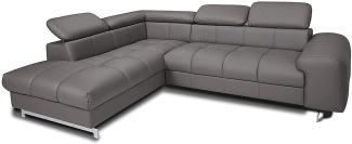 Mivano Ecksofa Chef / L-Sofa mit Ottomane und verstellbaren Kopfstützen in Lederoptik / 262 x 72 x 206 / Kunstleder Elephant