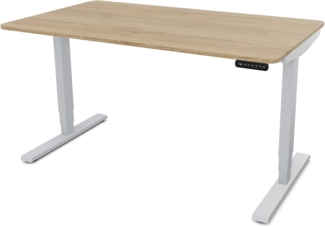 ASSMANN Elektrisch höhenverstellbarer Schreibtisch Y-Line Curved 120x70cm Eiche Natura Weißaluminium Metall Holz
