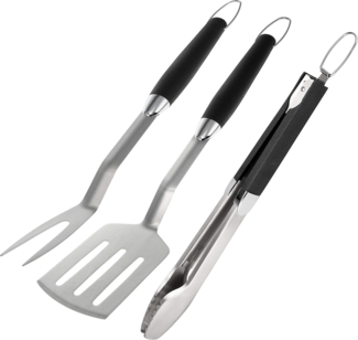 bremermann Grillbesteck-Set, 3-teilig, mit Grillzange, Wender & Fleischgabel