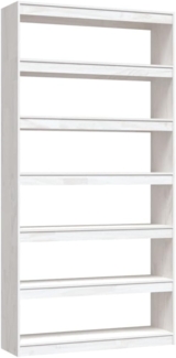 vidaXL Bücherregal/Raumteiler Weiß 100x30x200 cm Kiefer Massivholz 808229