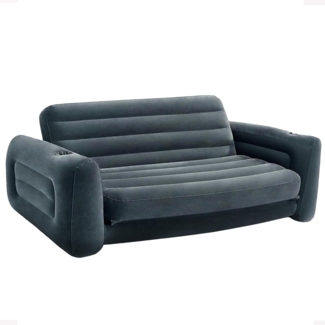 Intex Aufblasbares Sofa, ausziehbar, 203,2 x 231,1 x 66 cm, Queensize-Bett, Grau