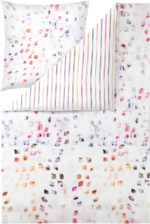 Estella Mako-Satin Bettwäsche 135x200 Audrey Wende Tupfen Streifen weiß 4837-985